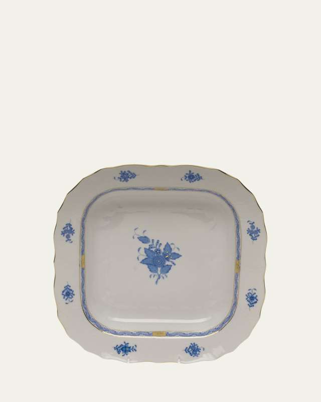 Chinese Bouquet Blue Square Fruit Dish